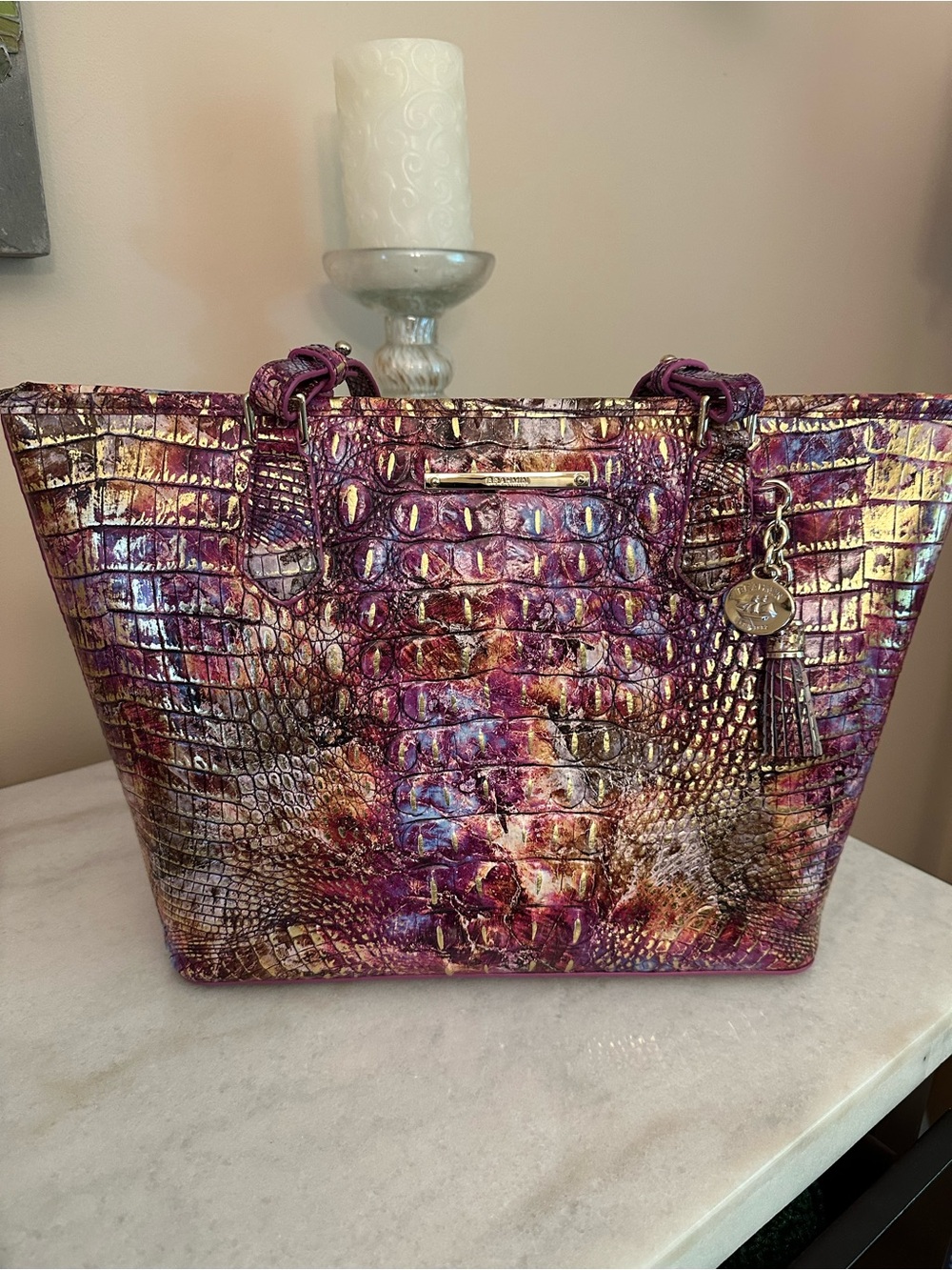 NWT Brahmin Medium Asher in Fantasy 💜💛